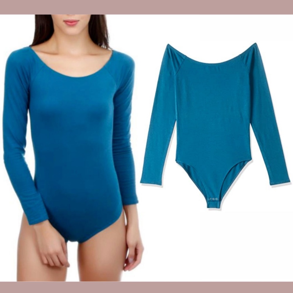 NWT Aeropostle [ Medium‎ ] Long Sleeve Basic Bodysuit in Peacock Blue